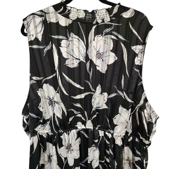 Torrid Midi Dress 4X Black White Floral Sleeveless High Neck A-line - Picture 4 of 9